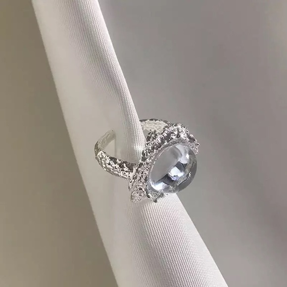 👏🏼Clearance👏🏼925 Sterling Silver Rings with Irregular Texture Stone - Picture 2 of 5